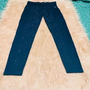 Stylish Blue/Green Leggings with Paint Splatter Detail